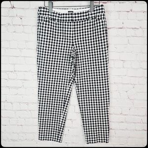 TALBOTS Petites Hampshire Ankle Black & White Gingham Check Plaid Print Pant 10P